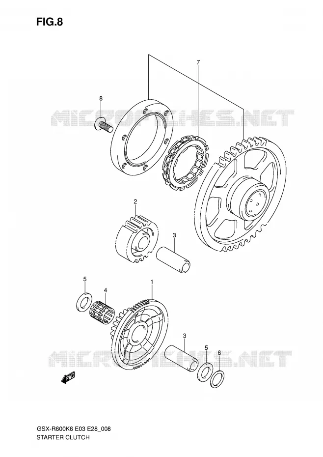 STARTMOTOR CLUTCH Suzuki MOTO 600 GSX-R 2007  GSX-R600K7(E3/E28)