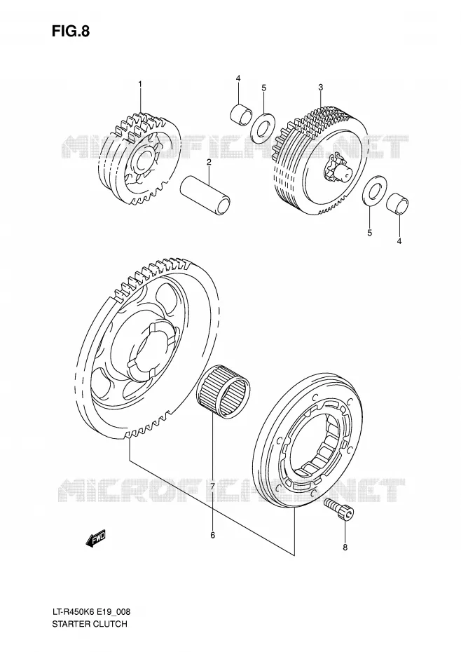 STARTMOTOR CLUTCH Suzuki QUAD 450 QUADRACER 2008  LT-R450ZK8(E19)