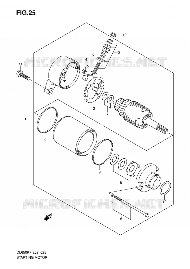 STARTMOTOR (MODEL K7/K8/K9 E2/E19/E24) Suzuki MOTO 650 V-STROM 2007  DL650AK7(E2)