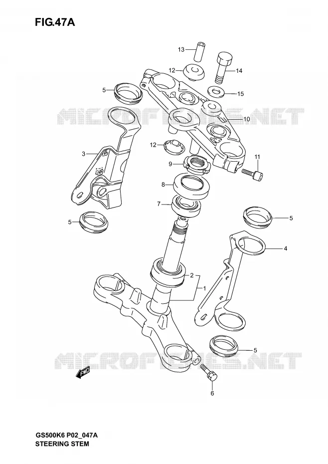 STUURKOLOM (GS500K4/K5/K6/UK4/K5/K6) Suzuki MOTO 500 GS-F 2006  GS500FK6(P19)