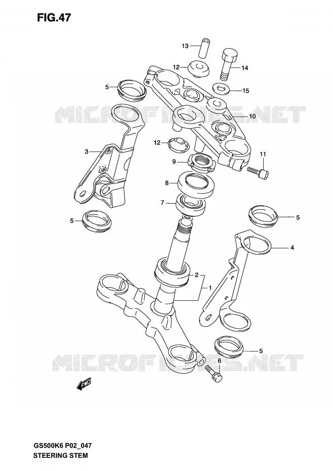 STUURKOLOM (MODELE K3) Suzuki MOTO 500 GS-F 2005  GS500FUK5(P19)