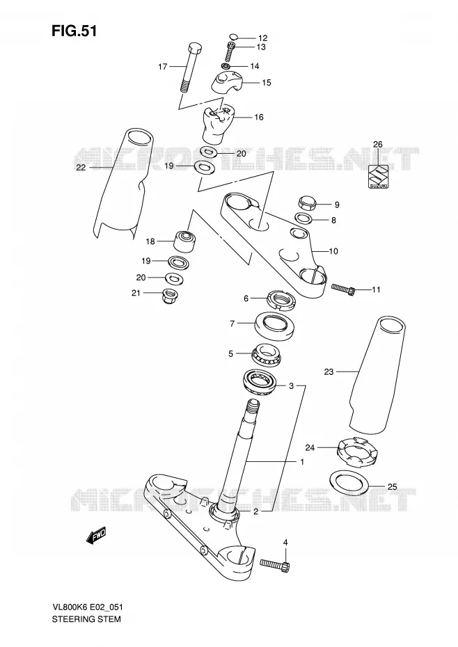 STUURKOLOM Suzuki MOTO 800 VOLUSIA 2007  VL800CUEK7(E2)