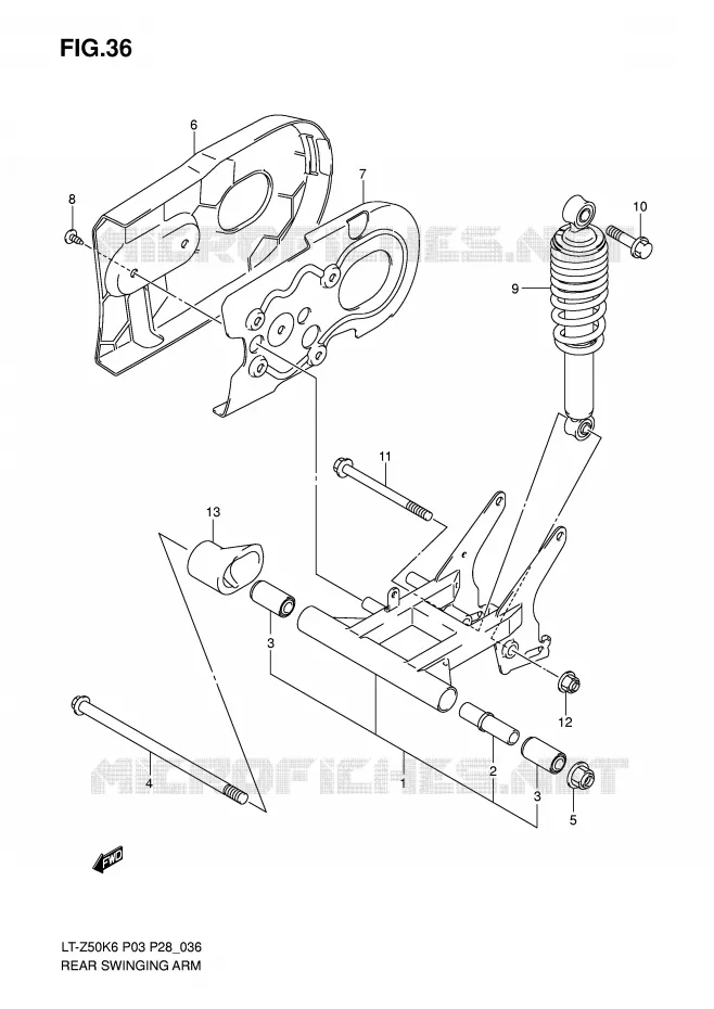 SWINGARM Suzuki QUAD 50 QUADSPORT 2009  LT-Z50ZK9(P3/P28)