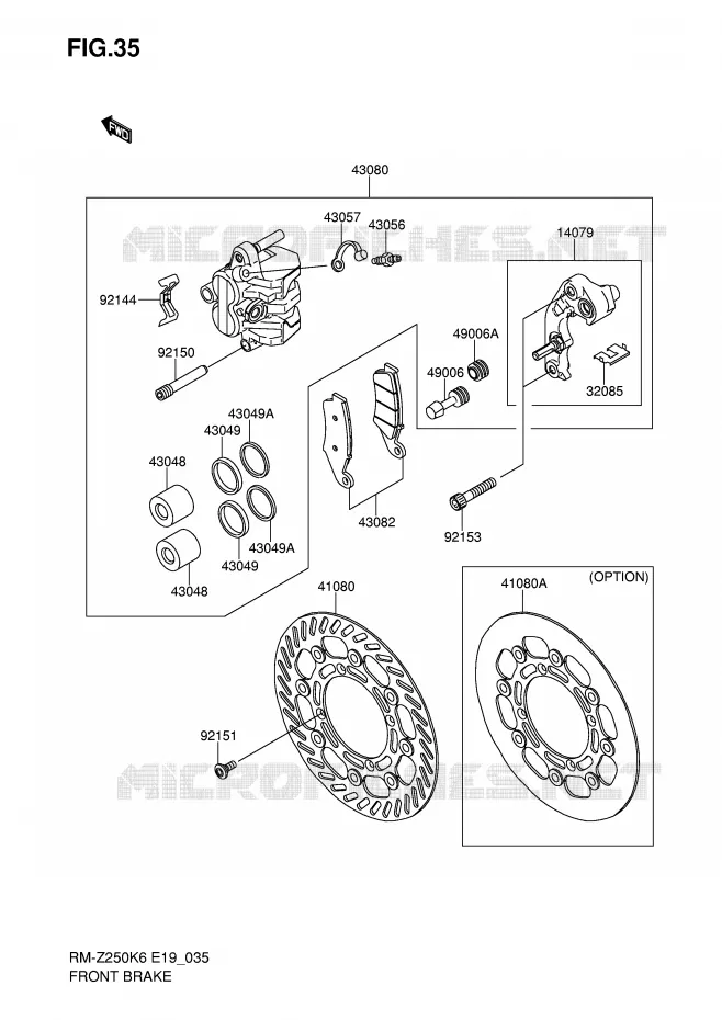 VOOR REM Suzuki MOTO 250 RM-Z 2006  RM-Z250K6(E19)