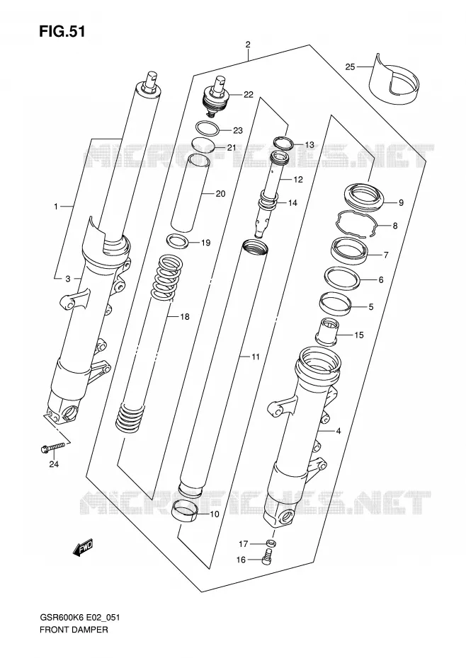 VOORVORK (MODEL K6/K7) Suzuki MOTO 600 GSR 2009  GSR600UAK9(E2)