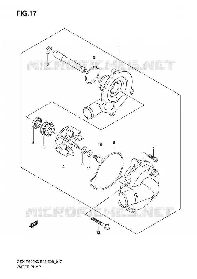 WATERPOMP Suzuki MOTO 600 GSX-R 2006  GSX-R600K6(E3/E28)