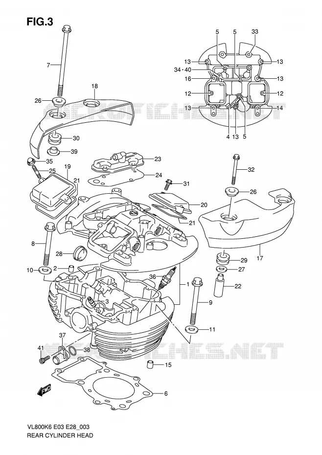 ACHTER CILINDERKOP (MODEL K6/K7/K8) Suzuki MOTO 800 VOLUSIA 2007  VL800TK7(E3/E28)