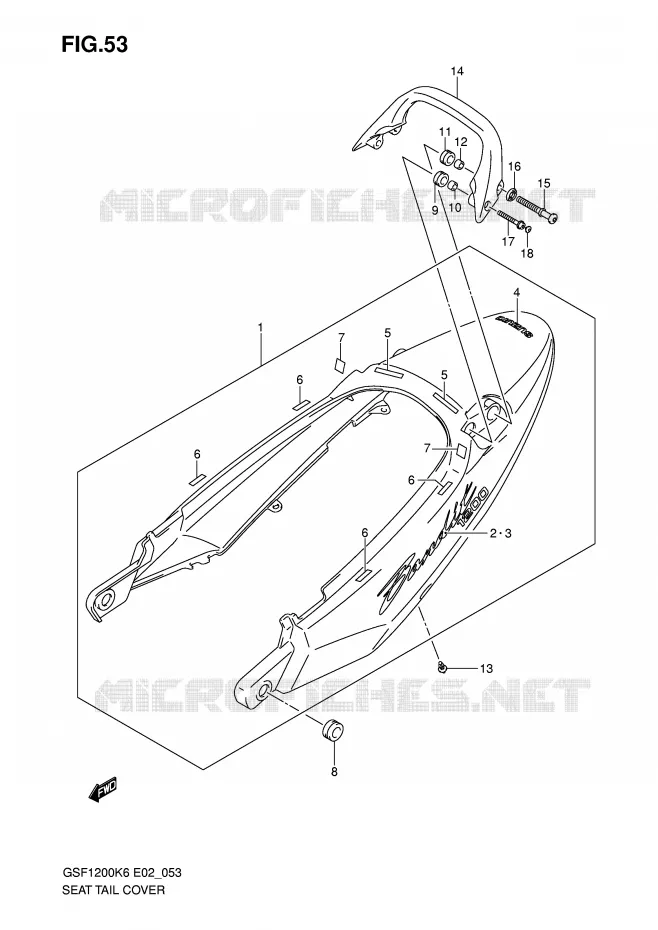 ACHTER KUIP - SEAT COWL (GSF1200K6/AK6) Suzuki MOTO 1200 BANDIT-S 2006  GSF1200SAK6(E2)