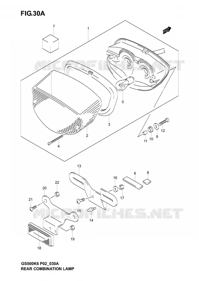 ACHTERLICHT (MODELE K4/K5/K6) Suzuki MOTO 500 GS-F 2006  GS500FUK6(P19)