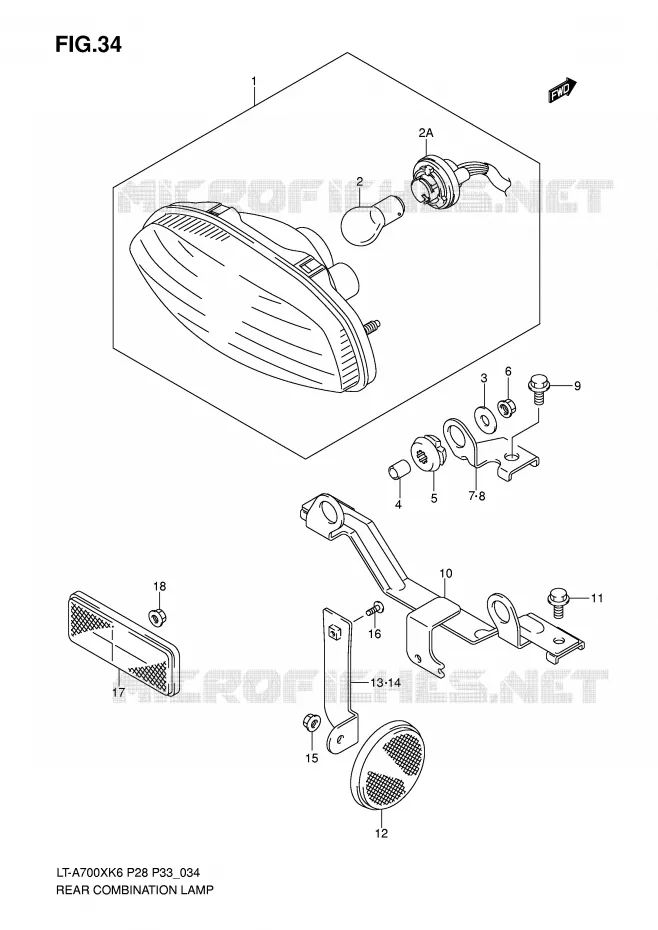 ACHTERLICHT Suzuki QUAD 700 KINGQUAD 2007  LT-A700XK7(P28/P33)