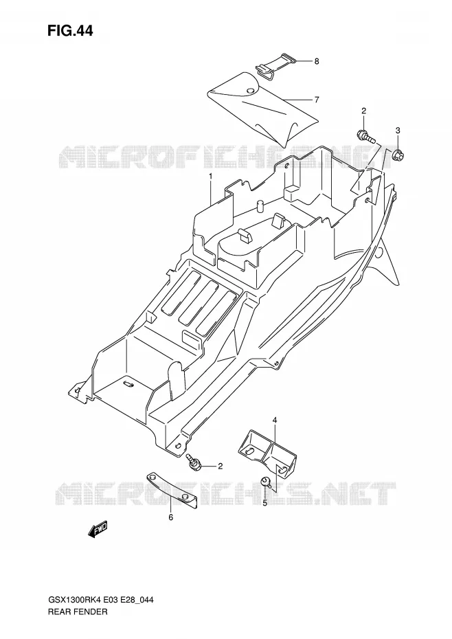 ACHTERSPATBORD Suzuki MOTO 1300 HAYABUSA 2004  GSX1300RK4(E3/E28)
