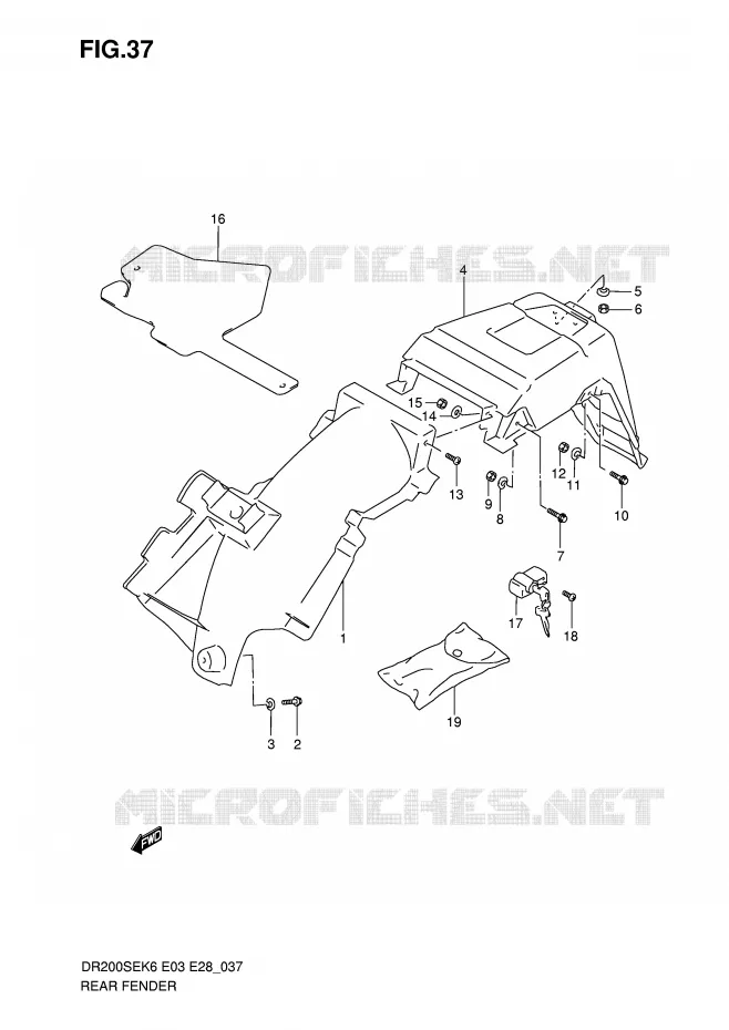 ACHTERSPATBORD Suzuki MOTO 200 DR 2006  DR200SEK6(E3/E28)