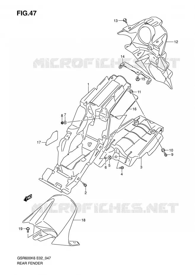ACHTERSPATBORD Suzuki MOTO 600 GSR 2007  GSR600K7(E2)