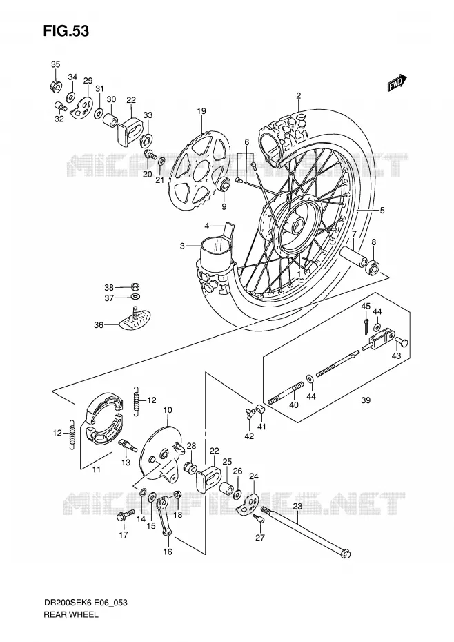 ACHTERWIEL Suzuki MOTO 200 DR 2010  DR200SEL0(E6)