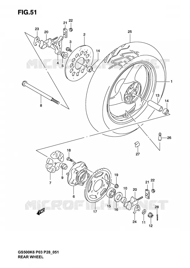 ACHTERWIEL Suzuki MOTO 500 GS-E 2004  GS500K4(P3)