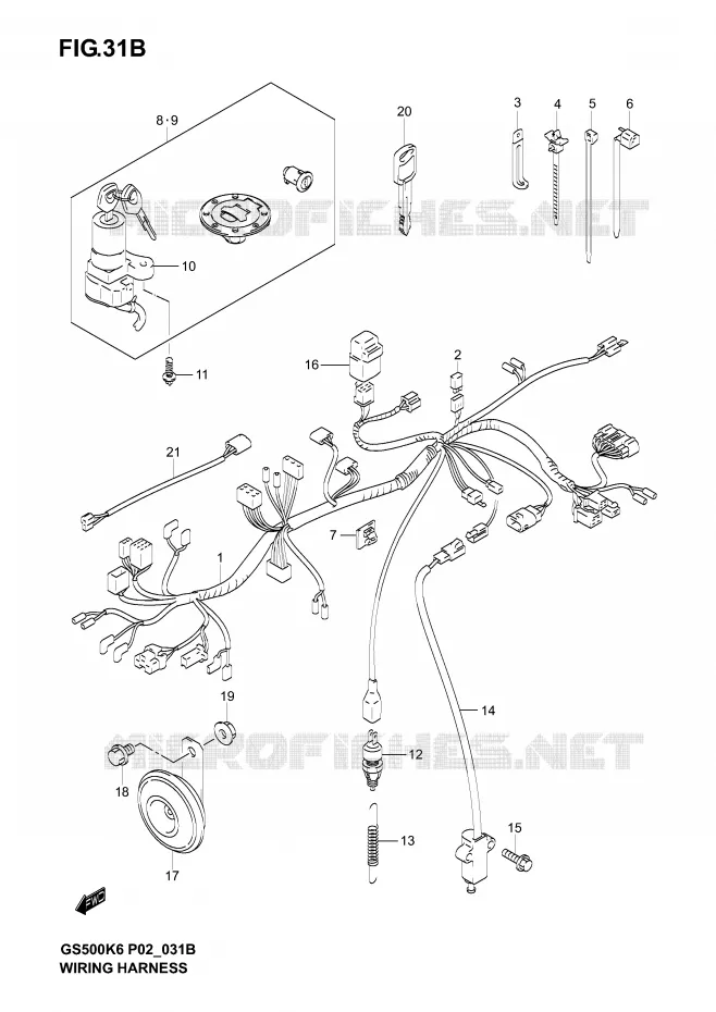 BEDRADING (GS500FK4/K5/K6/FUK4/K5/K6) Suzuki MOTO 500 GS-E 2005  GS500UK5(P19)
