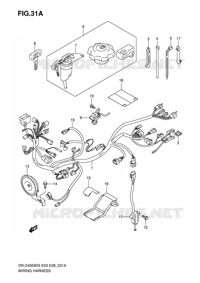 BEDRADING (MODEL K6/K7/K8/K9) Suzuki MOTO 400 DR-Z 2006  DR-Z400SK6(E3/E28)