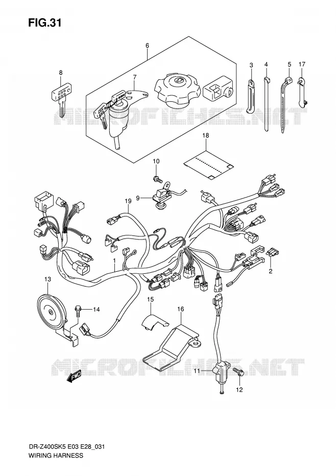 BEDRADING (MODELE K5) Suzuki MOTO 400 DR-Z 2006  DR-Z400SK6(E3/E28)