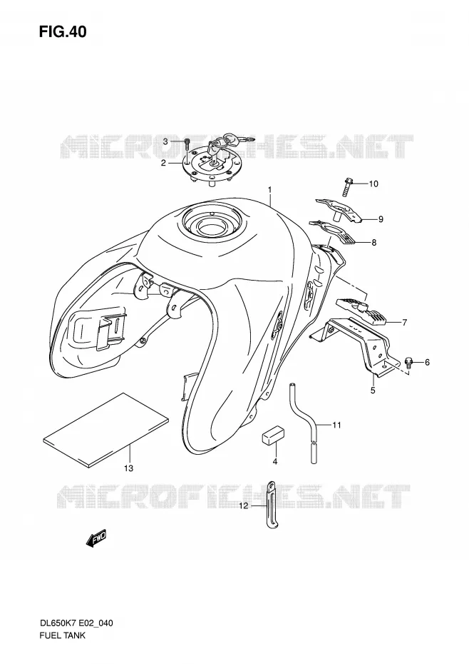 BENZINETANK (MODEL K7) Suzuki MOTO 650 V-STROM 2010  DL650UEL0(E2)