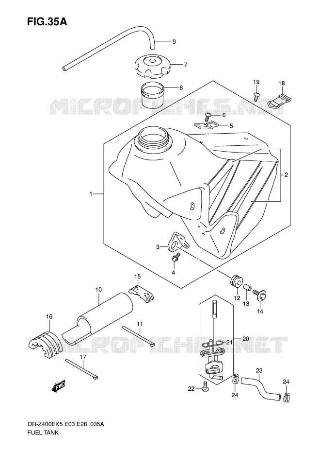 BENZINETANK (MODELE K6) Suzuki MOTO 400 DR-Z 2007  DR-Z400EK7(E3/E28)