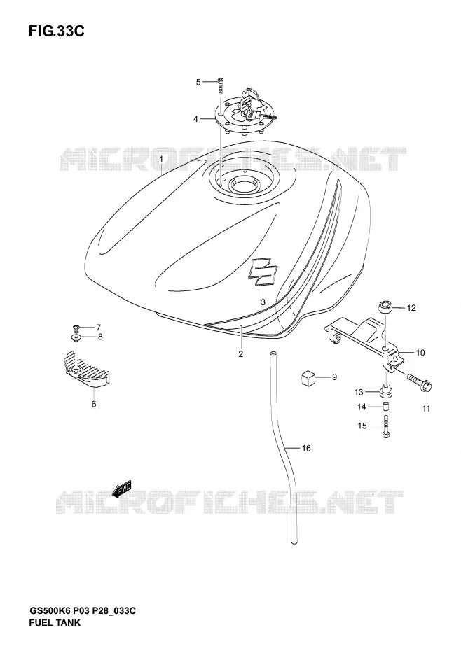 BENZINETANK (MODELE K6) Suzuki MOTO 500 GS-F 2004  GS500FK4(P3)