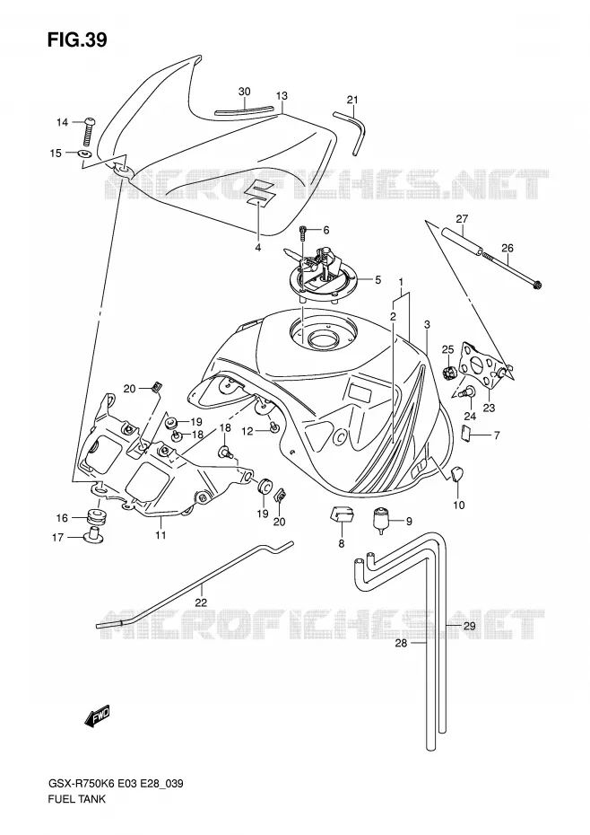 BENZINETANK (MODELE K6) Suzuki MOTO 750 GSX-R 2006  GSX-R750K6(E3/E28)