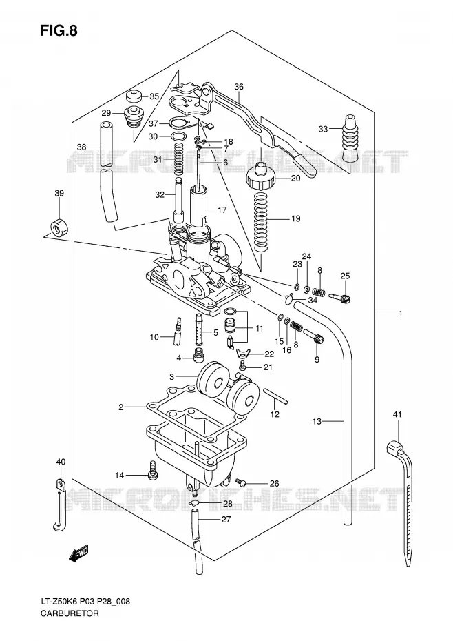 CARBURATOR Suzuki QUAD 50 QUADSPORT 2007  LT-Z50K7(P3/P28)