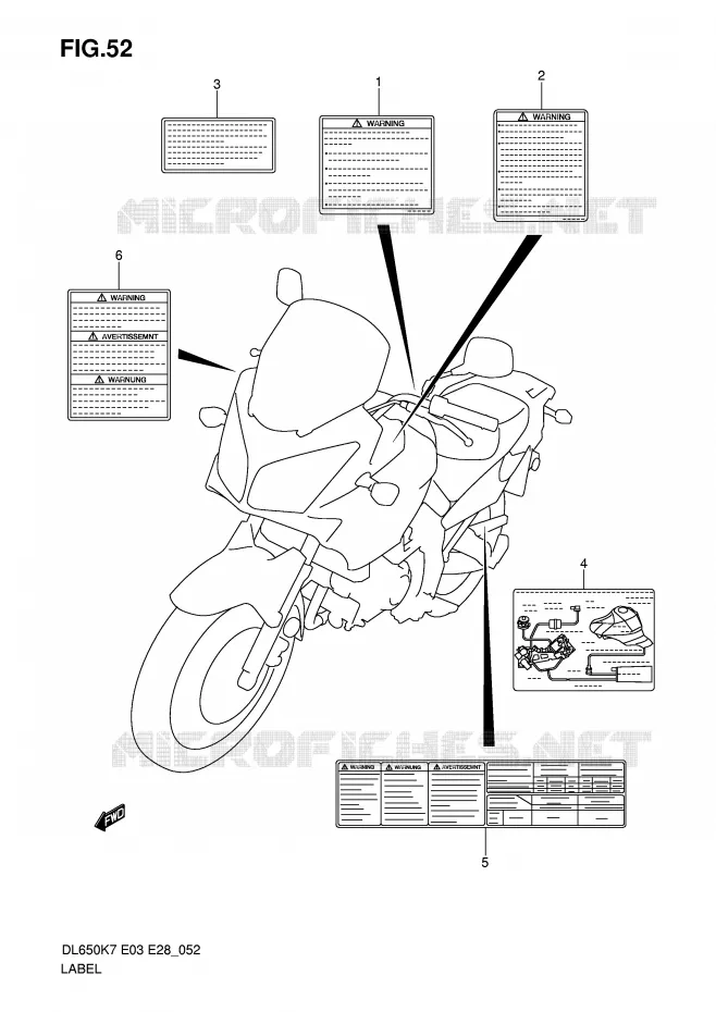 ETIKET (MODEL K7) Suzuki MOTO 650 V-STROM 2007  DL650AK7(E3/E28)