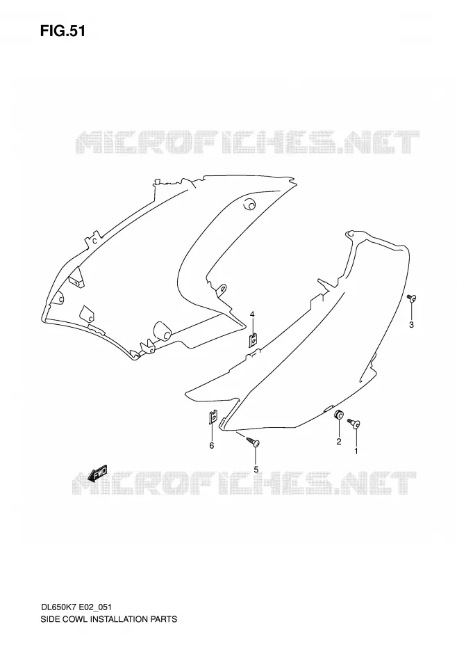 FAIRING INSTALLATIEDELEN Suzuki MOTO 650 V-STROM 2010  DL650AL0(E2)