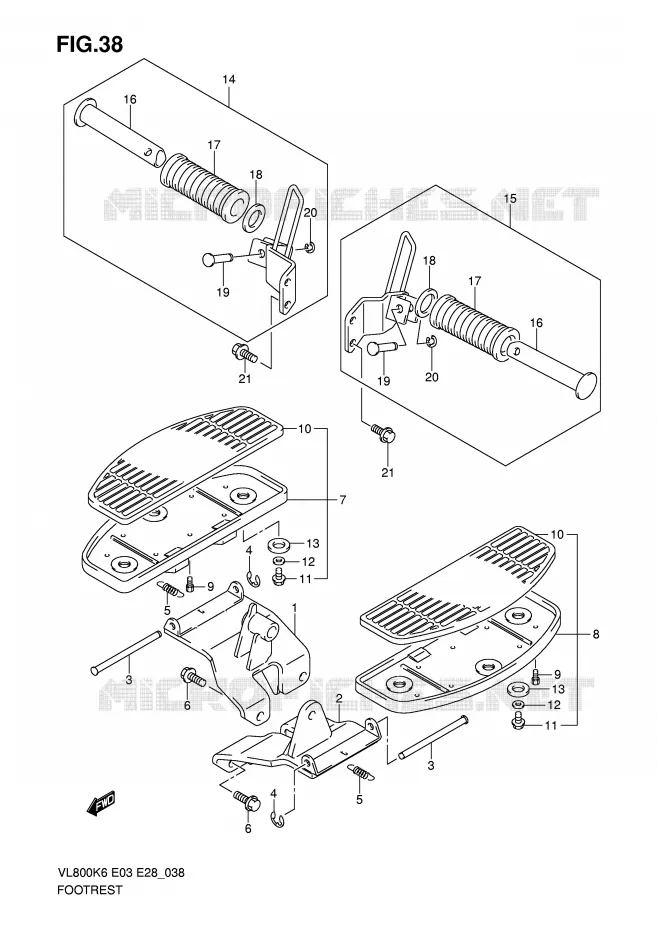 FOOTREST (MODEL K6/K7/K8) Suzuki MOTO 800 VOLUSIA 2010  VL800CL0(E3/E28)
