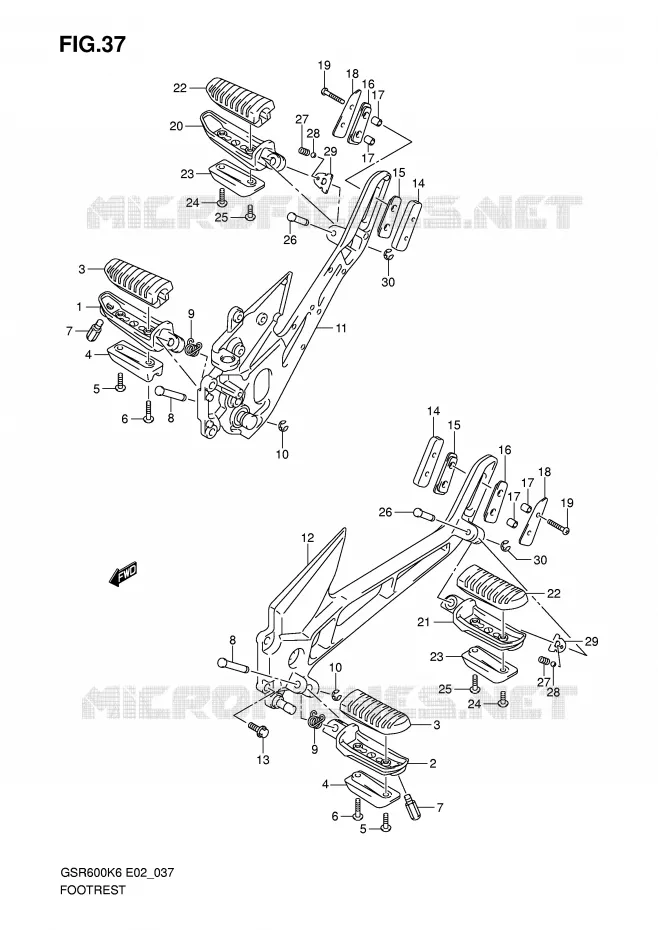 FOOTREST Suzuki MOTO 600 GSR 2009  GSR600K9(E2)