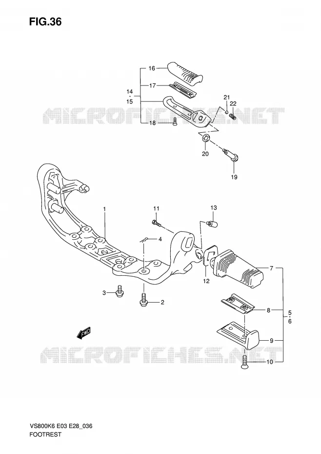 FOOTREST Suzuki MOTO 800 INTRUDER 2009  VS800K9(E3/E28)