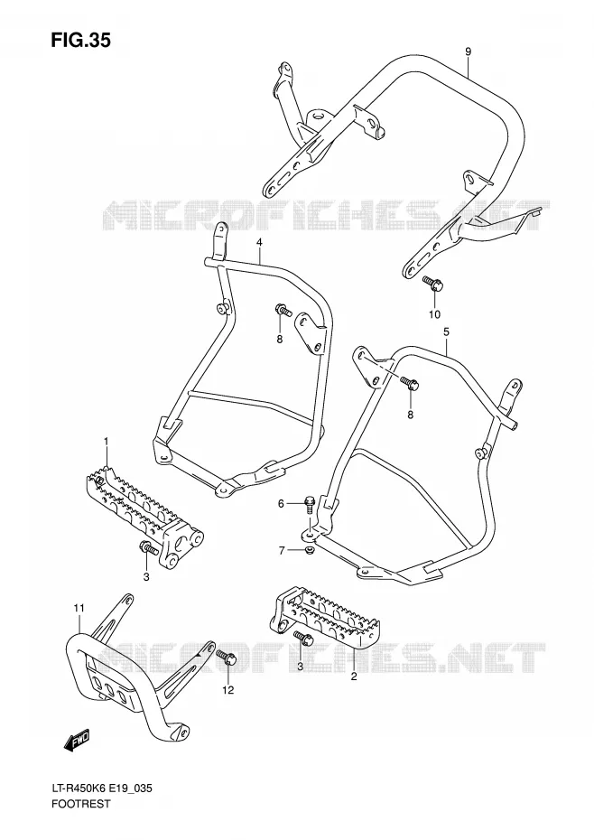 FOOTREST Suzuki QUAD 450 QUADRACER 2010  LT-R450L0(E19)