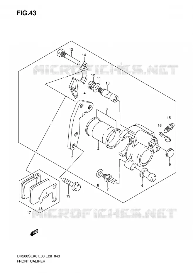 FRONT CALIPER Suzuki MOTO 200 DR 2007  DR200SEK7(E3/E28)
