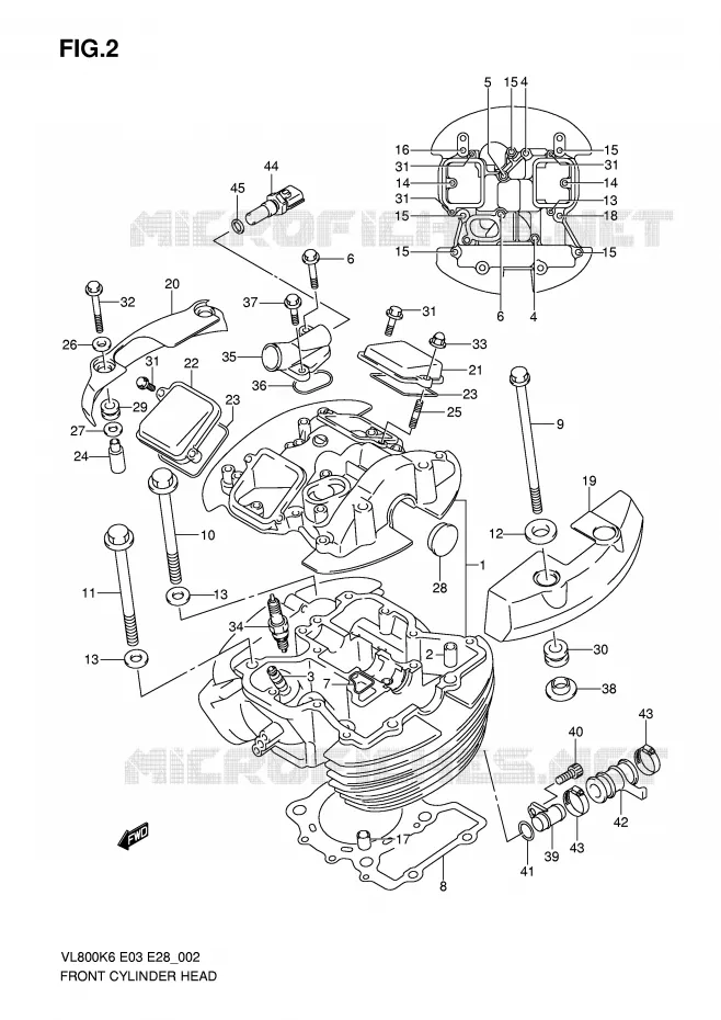 FRONT CILINDERKOP (MODEL K6/K7/K8) Suzuki MOTO 800 INTRUDER 2007  VL800CK7(E3/E28)