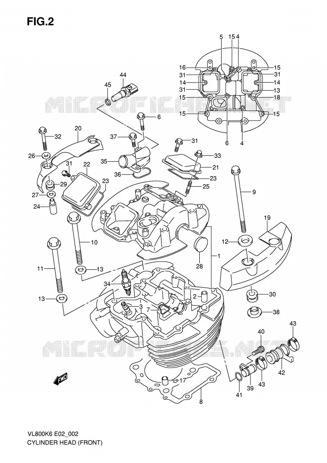 FRONT CILINDERKOP (MODEL K6/K7/K8) Suzuki MOTO 800 VOLUSIA 2009  VL800CK9(E2)