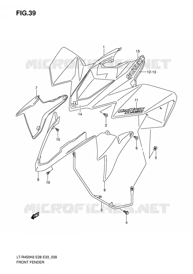 FRONT FENDER (MODELE K6) Suzuki QUAD 450 QUADRACER 2009  LT-R450ZK9(E28/E33)