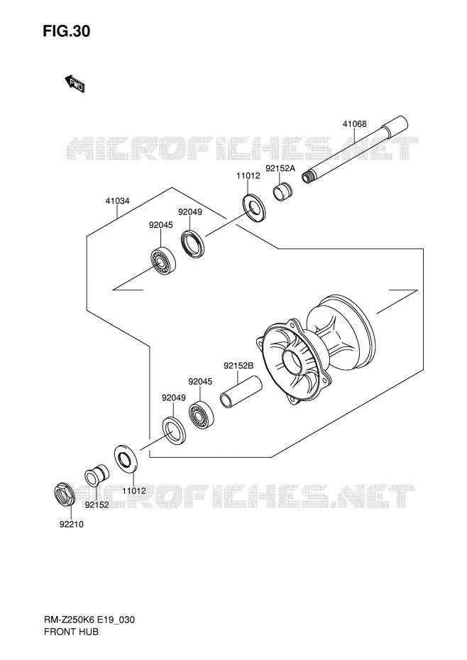 FRONT HUB Suzuki MOTO 250 RM-Z 2006  RM-Z250K6(E19)