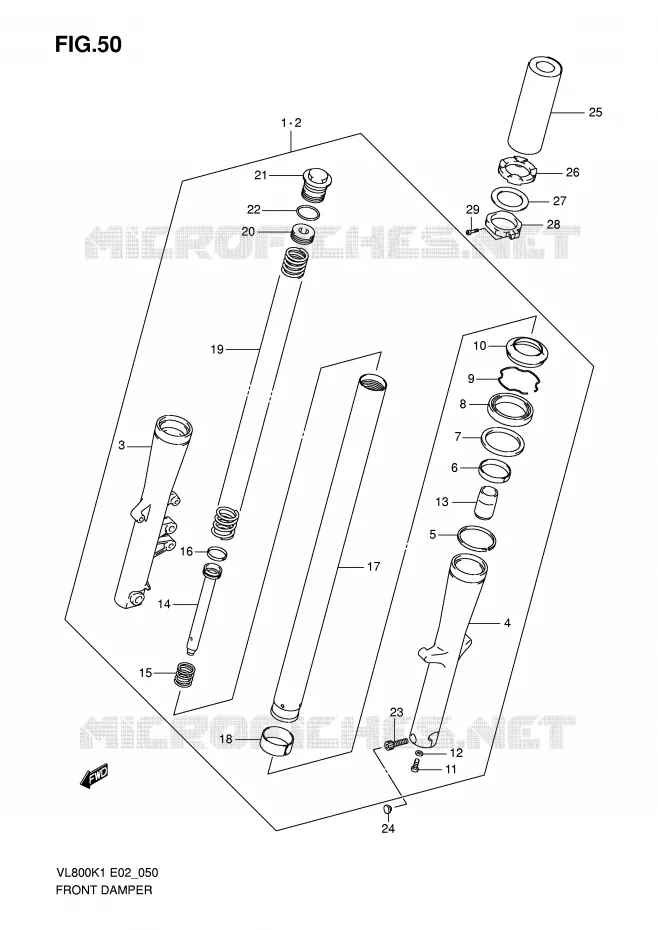 FRONT SCHOKDEMPER (MODELE K/K2/K3/K4) Suzuki MOTO 800 VOLUSIA 2004  VL800ZK4(E2)