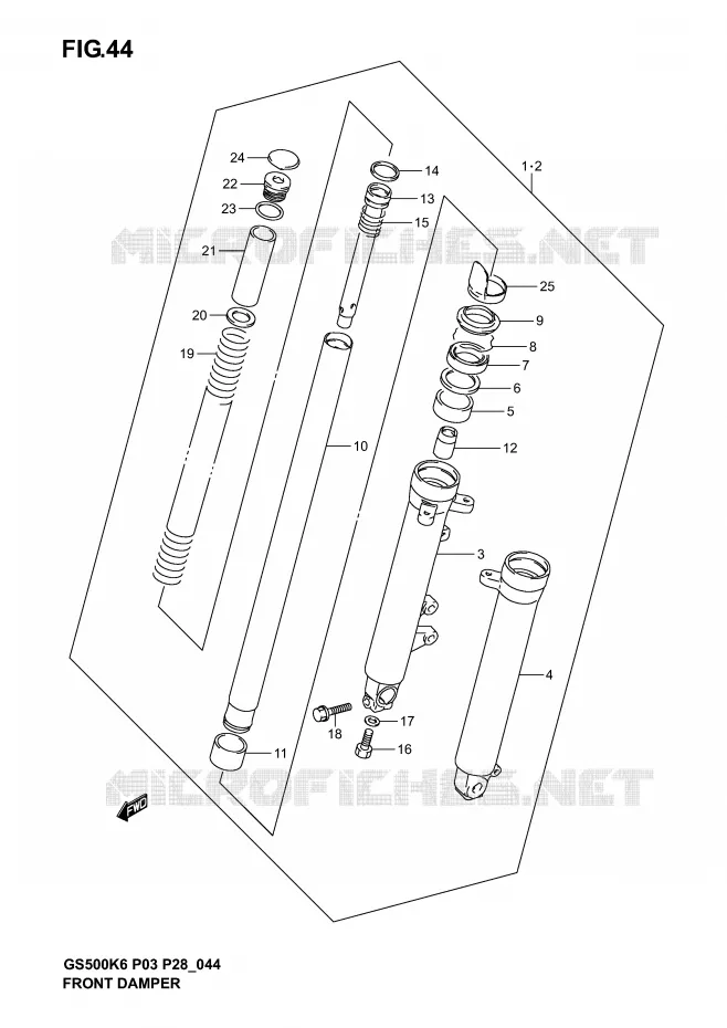 FRONT SCHOKDEMPER (MODELE K3) Suzuki MOTO 500 GS-F 2005  GS500FK5(P3)