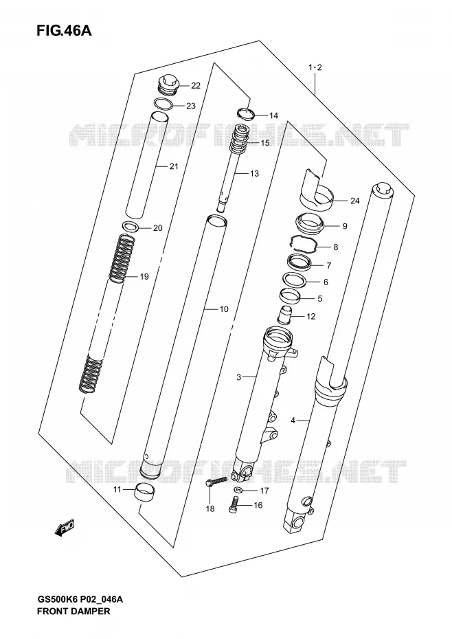 FRONT SCHOKDEMPER (MODELE K4/K5/K6) Suzuki MOTO 500 GS-F 2005  GS500FUK5(P19)