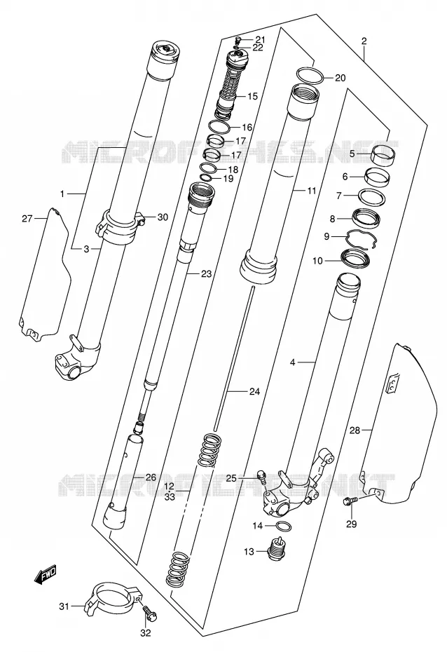 FRONT SCHOKDEMPER (MODELE K5) Suzuki MOTO 450 RM-Z 2007  RM-Z450K7(E3/E28)