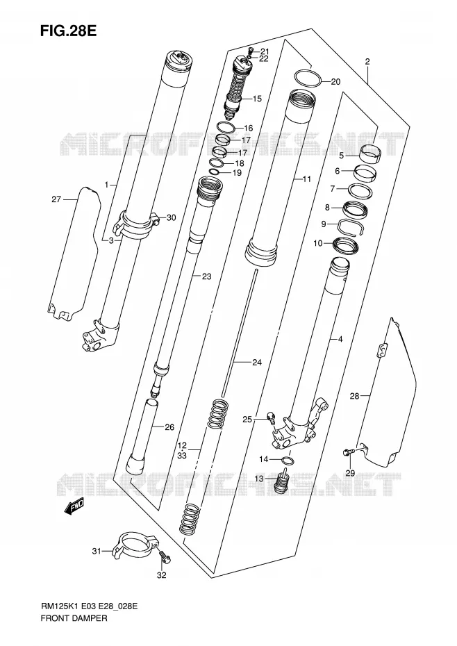 FRONT SCHOKDEMPER (MODELE K6) Suzuki MOTO 125 RM 2001  RM125K1(E3/E28)