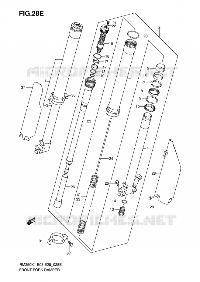 FRONT SCHOKDEMPER (MODELE K6) Suzuki MOTO 250 RM 2005  RM250K5(E3/E28)