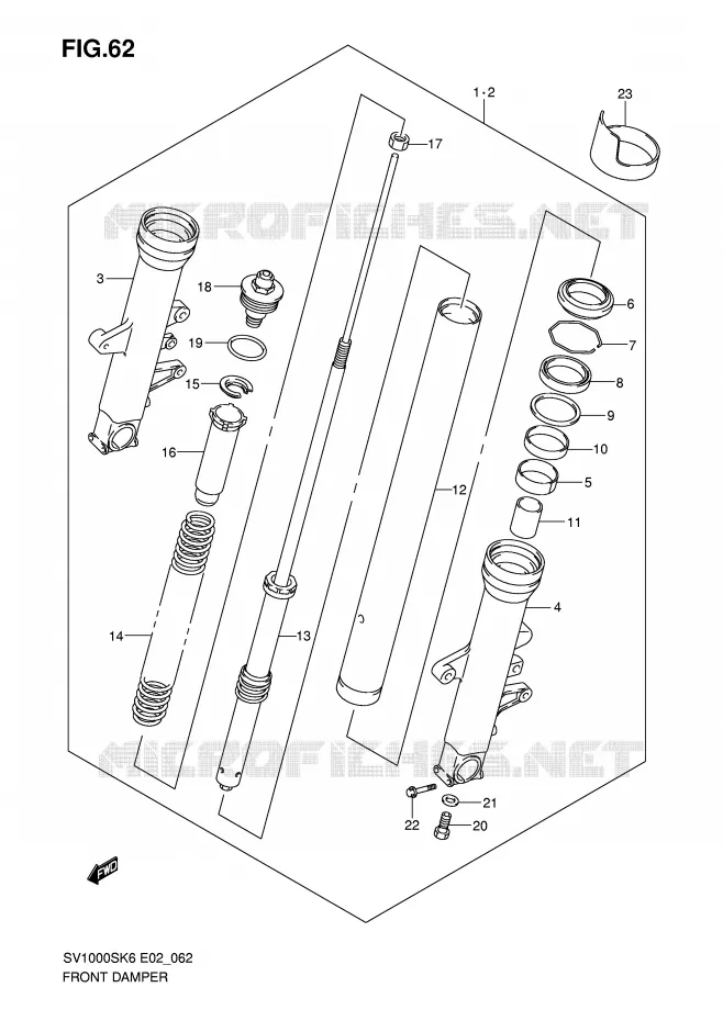 FRONT SCHOKDEMPER Suzuki MOTO 1000 SV 2007  SV1000S2K7(E2)