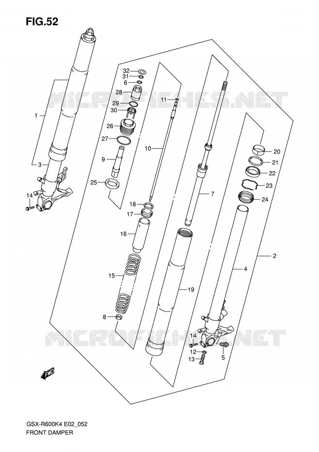 FRONT SCHOKDEMPER Suzuki MOTO 600 GSX-R 2004  GSX-R600K4(E2)