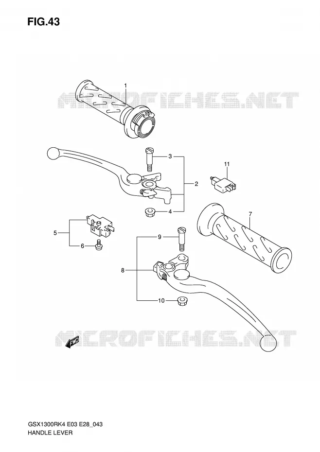 HANDGRIPS - LEVERS Suzuki MOTO 1300 HAYABUSA 2007  GSX1300RZK7(E3/E28)
