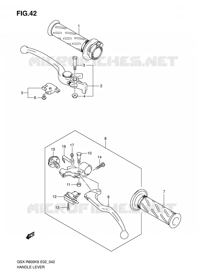 HANDGRIPS - LEVERS Suzuki MOTO 600 GSX-R 2007  GSX-R600U2K7(E2)