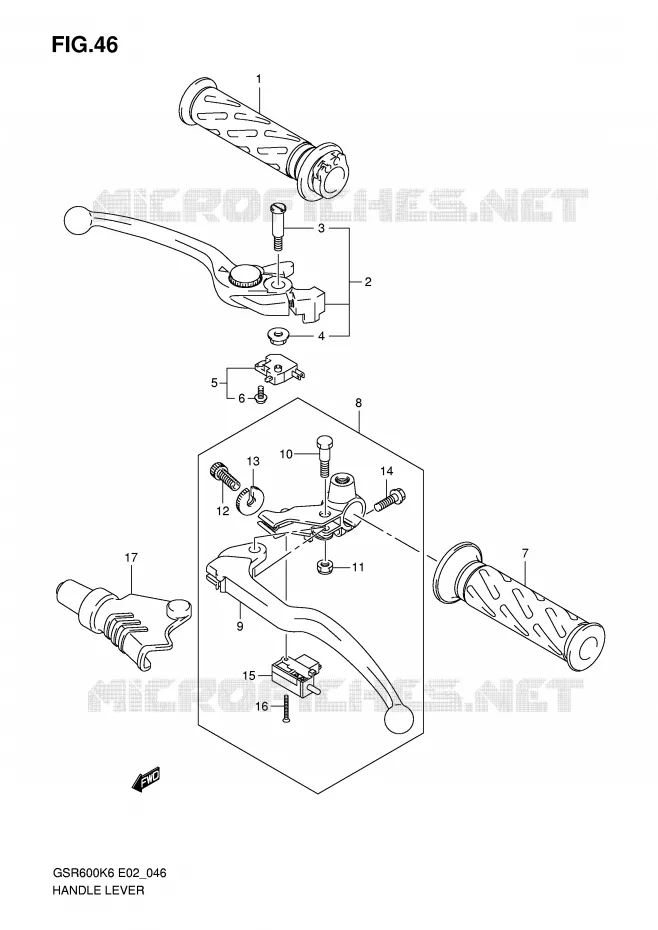 HEFBOMEN - HANDGRIPS (MODEL K6/K7/K8/K9) Suzuki MOTO 600 GSR 2008  GSR600UK8(E2)