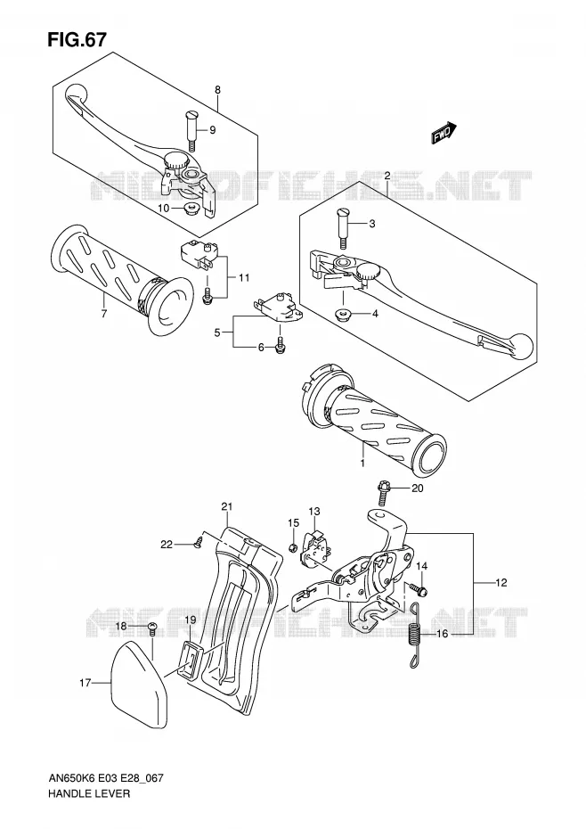 HEFBOMEN - HANDGRIPS (MODEL K6/K7/K8) Suzuki SCOOTER 650 BURGMAN 2009  AN650K9(E3/E28)